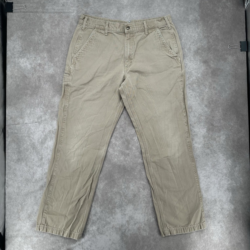 Carhartt B324-DKH Relaxed Fit Carpenter Pants Mens 36x32 Khaki Tan Workwear